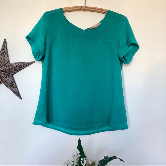 4/$10 | Teal chiffon tee with exposed zipper - Picture 2 of 5